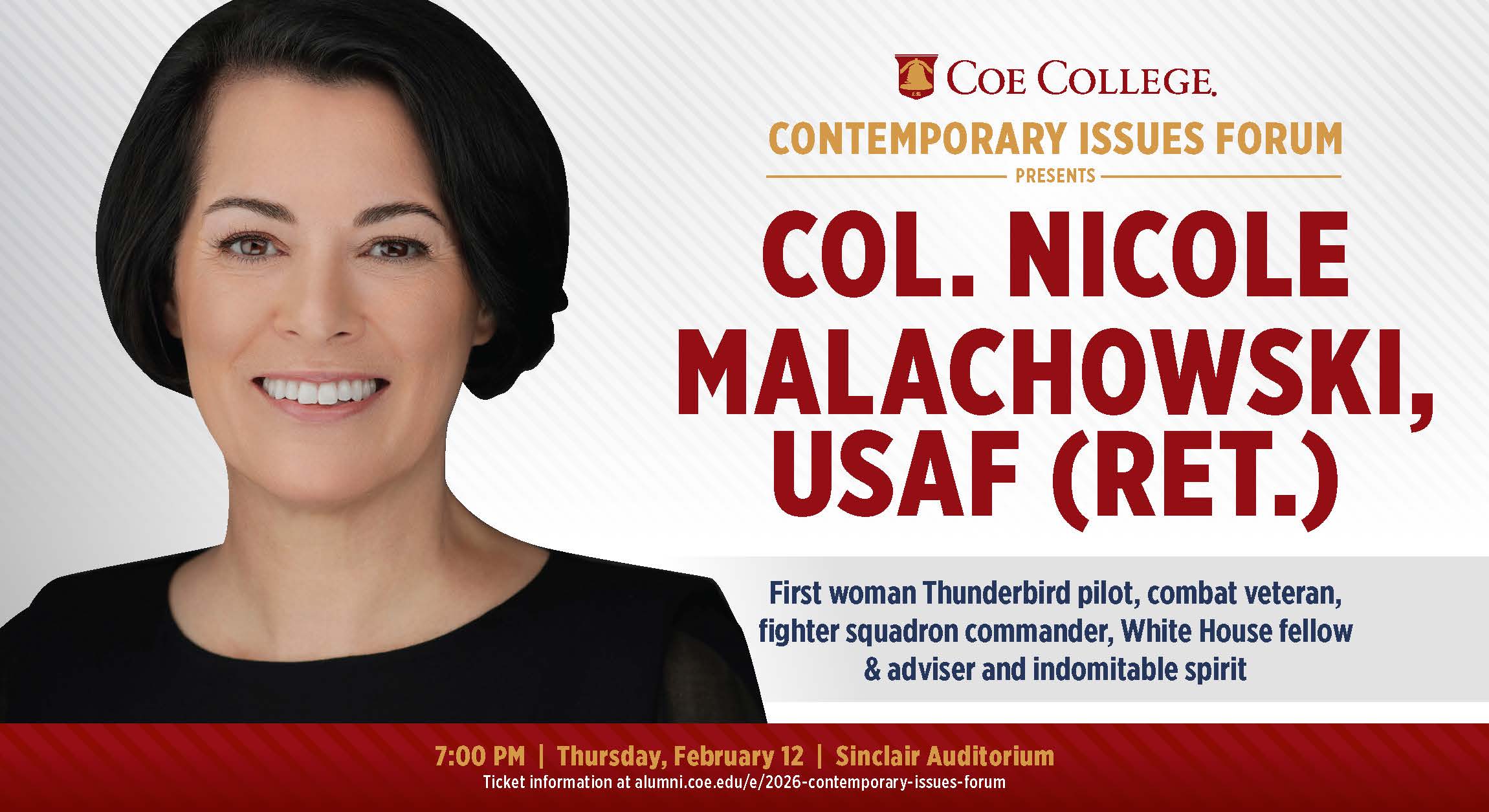 Coe College to welcome Col. Nicole Malachowski, USAF (Ret.) for the 2026 Contemporary Issues Forum